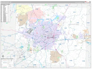 Guilford County, NC Classic style ZIP Code wall map