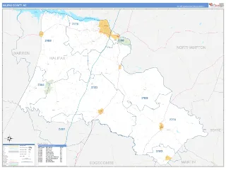 Halifax County, NC Business Reference style ZIP Code wall map