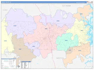 Lincoln County, NC ColorCast style ZIP Code wall map