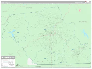 Macon County, NC Classic style ZIP Code wall map