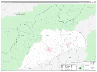 Madison County, NC Classic style ZIP Code wall map