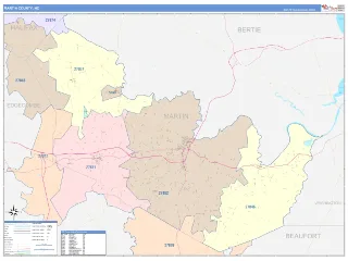 Martin County, NC ColorCast style ZIP Code wall map