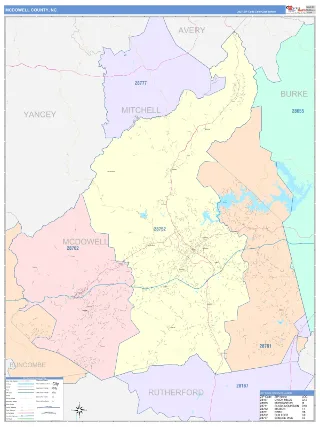 McDowell County, NC ColorCast style ZIP Code wall map