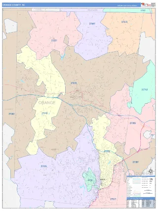Orange County, NC ColorCast style ZIP Code wall map