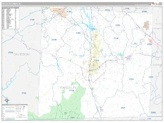 Randolph County, NC Classic style ZIP Code wall map