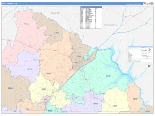 Rowan County, NC ColorCast style ZIP Code wall map