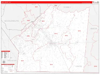 Union County, NC RedLine style ZIP Code wall map