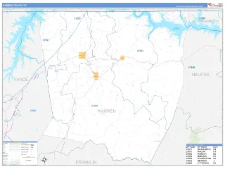 Warren County, NC Business Reference style ZIP Code wall map