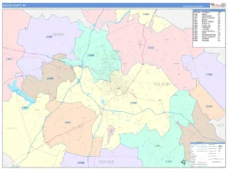 Wilson County, NC ColorCast style ZIP Code wall map