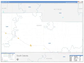 Adams County, ND Business Reference style ZIP Code wall map