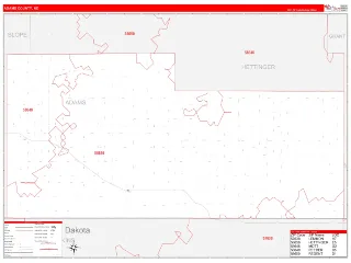 Adams County, ND RedLine style ZIP Code wall map