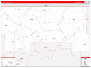 Bottineau County, ND RedLine style ZIP Code wall map