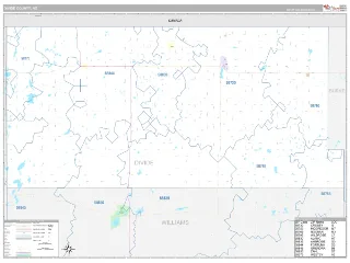 Divide County, ND Classic style ZIP Code wall map