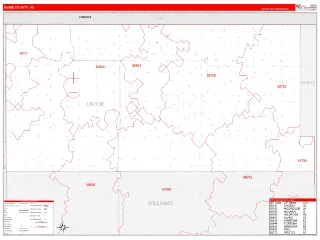 Divide County, ND RedLine style ZIP Code wall map