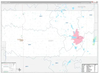 Eddy County, ND Classic style ZIP Code wall map