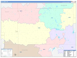 Eddy County, ND ColorCast style ZIP Code wall map