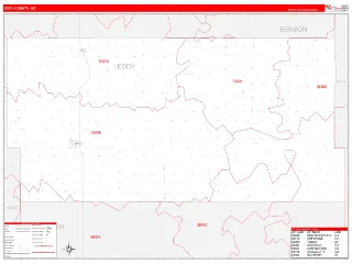 Eddy County, ND RedLine style ZIP Code wall map
