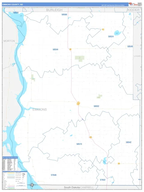 Emmons County, ND map
