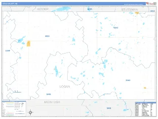 Logan County, ND Business Reference style ZIP Code wall map