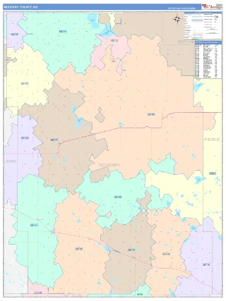 McHenry County, ND ColorCast style ZIP Code wall map
