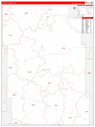 McHenry County, ND RedLine style ZIP Code wall map