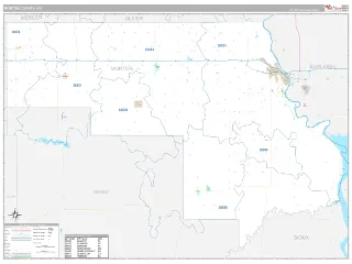 Morton County, ND Classic style ZIP Code wall map