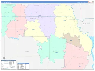 Morton County, ND ColorCast style ZIP Code wall map