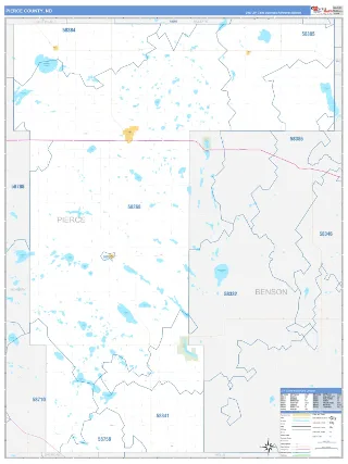 Pierce County, ND Business Reference style ZIP Code wall map