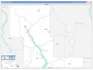 Renville County, ND Business Reference style ZIP Code wall map