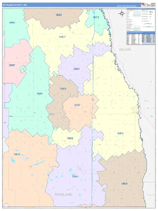 Richland County, ND ColorCast style ZIP Code wall map