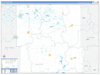 Rolette County, ND Business Reference style ZIP Code wall map