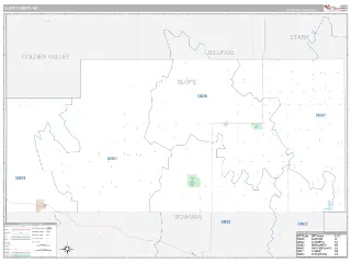 Slope County, ND Classic style ZIP Code wall map