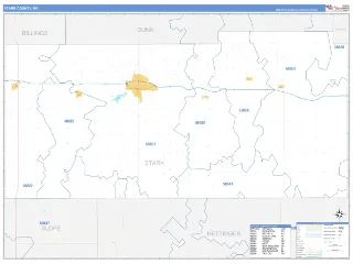 Stark County, ND Business Reference style ZIP Code wall map