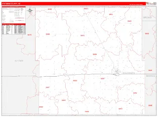 Stutsman County, ND RedLine style ZIP Code wall map