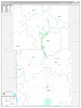 Towner County, ND Classic style ZIP Code wall map