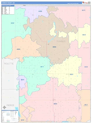 Towner County, ND ColorCast style ZIP Code wall map