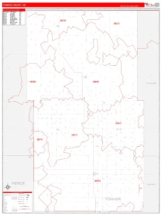 Towner County, ND RedLine style ZIP Code wall map