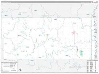 Walsh County, ND Classic style ZIP Code wall map