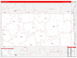Walsh County, ND RedLine style ZIP Code wall map