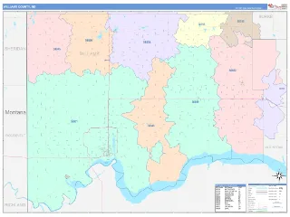 Williams County, ND ColorCast style ZIP Code wall map