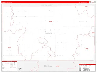 Banner County, NE RedLine style ZIP Code wall map