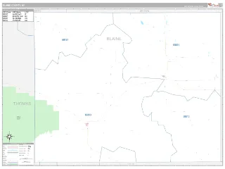 Blaine County, NE Classic style ZIP Code wall map