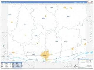 Buffalo County, NE Business Reference style ZIP Code wall map