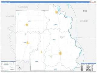 Burt County, NE Business Reference style ZIP Code wall map