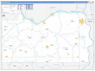 Cass County, NE Business Reference style ZIP Code wall map