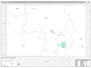 Chase County, NE Classic style ZIP Code wall map