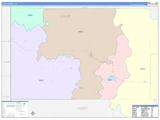 Chase County, NE ColorCast style ZIP Code wall map
