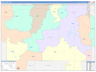 Cherry County, NE ColorCast style ZIP Code wall map
