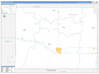Cheyenne County, NE Business Reference style ZIP Code wall map