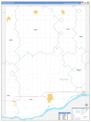 Colfax County, NE Business Reference style ZIP Code wall map